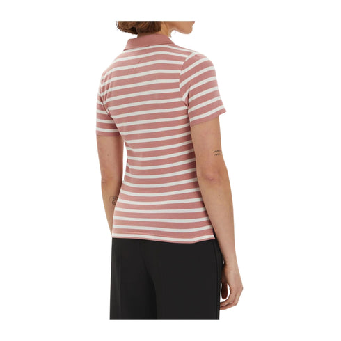 TOMMY HILFIGER Polo Polo Donna a righe con logo Rosa - Francavilla Moda